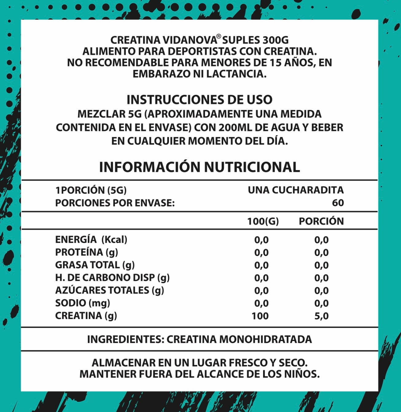 Creatina Monohidratada 300g Premium 200 Mesh | Más Fuerza, Energía y Recuperación Muscular