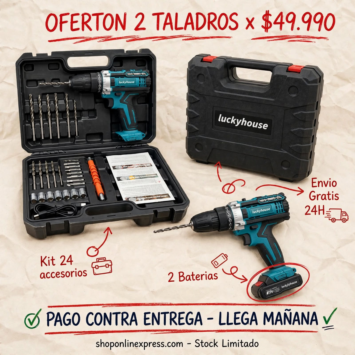 Taladro Inalámbrico Luckyhouse