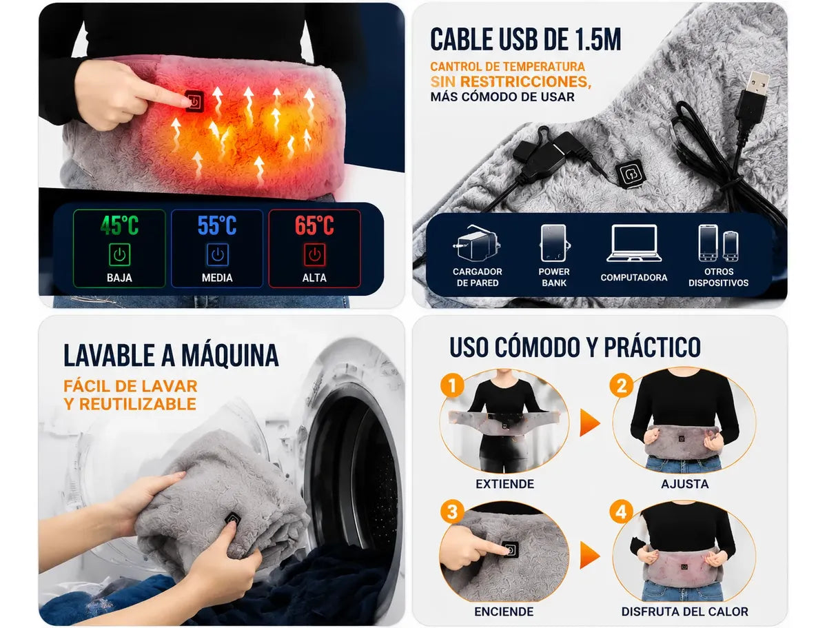 🔥 GUATERO ELÉCTRICO USB | ALMOHADILLA TÉRMICA DE CALOR CONTINUO