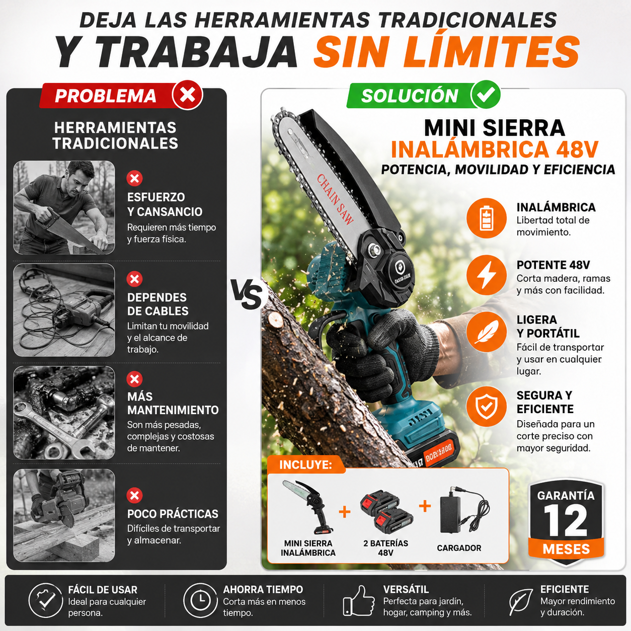 Corta ramas y madera en segundos con una sola mano 🔥