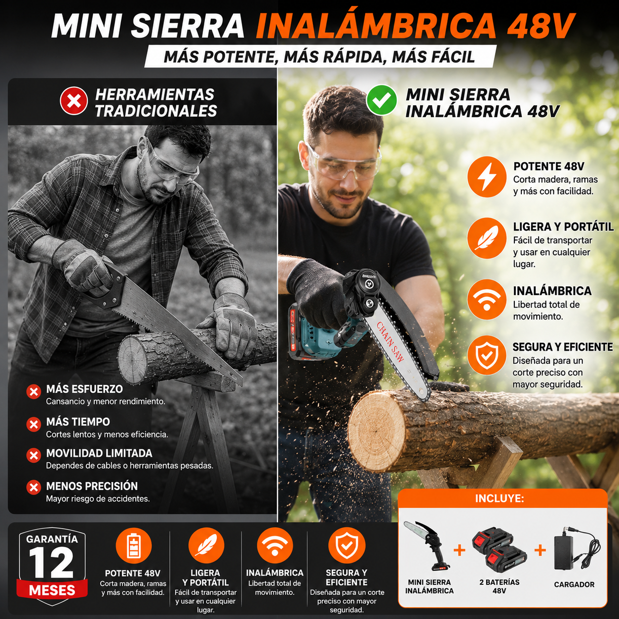 Corta ramas y madera en segundos con una sola mano 🔥