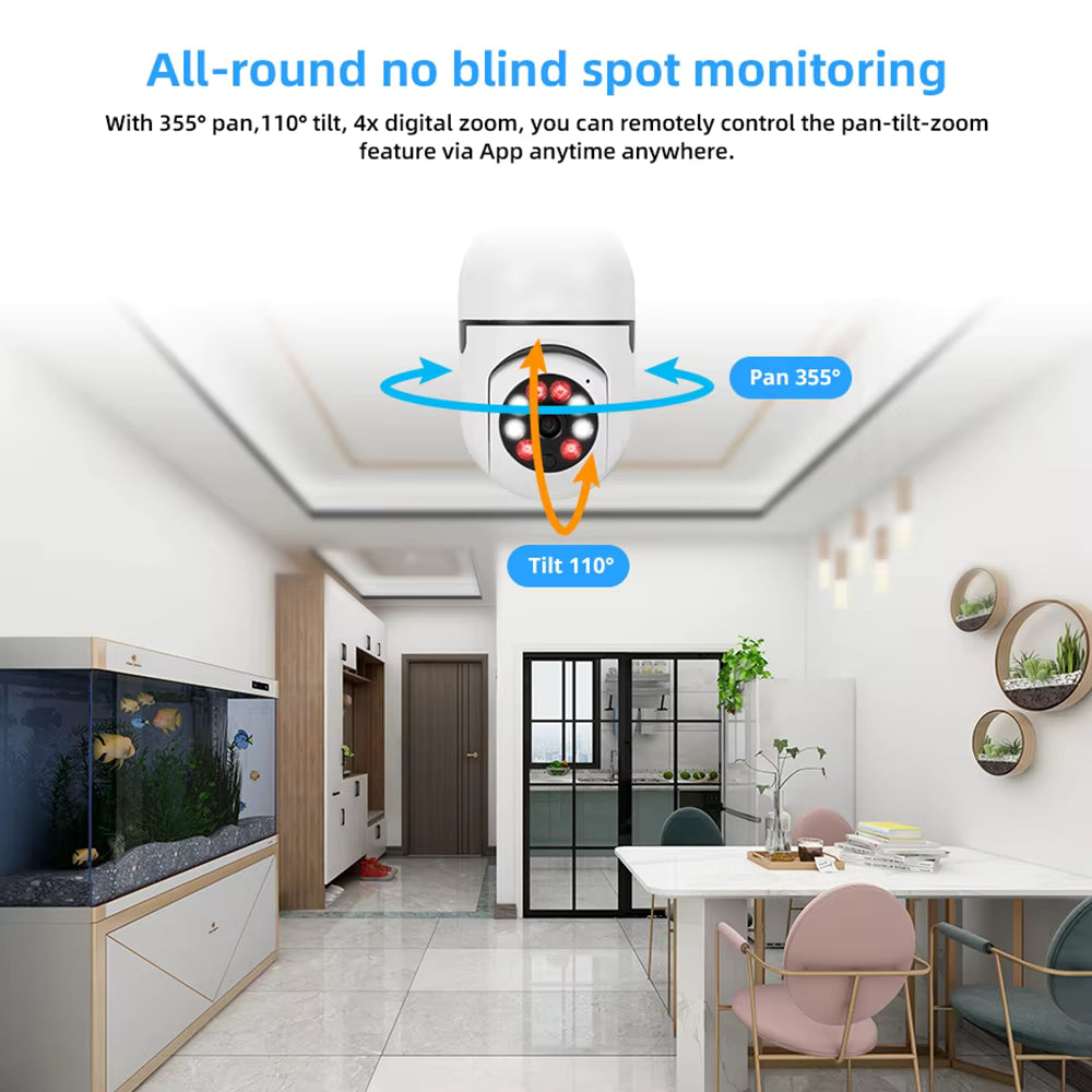 Cámara de Seguridad 360° WiFi HD 1080P – Protección Inteligente para Tu Hogar