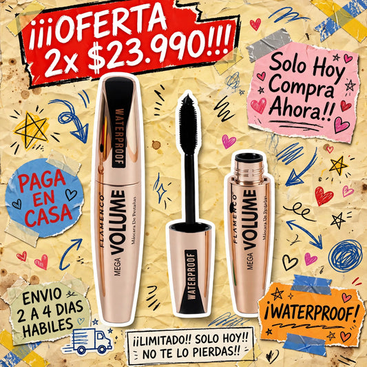2x1 FLAMENCO MEGA VOLUME - Máscara De Pestañas Waterproof.